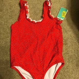 Copper Key red & white polka dot 1 piece swim suit